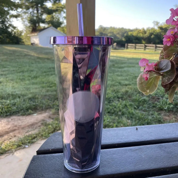 Starbucks Other - Starbucks Purple Faceted Tumbler Purple METALLIC Lid 24oz Cup 2014